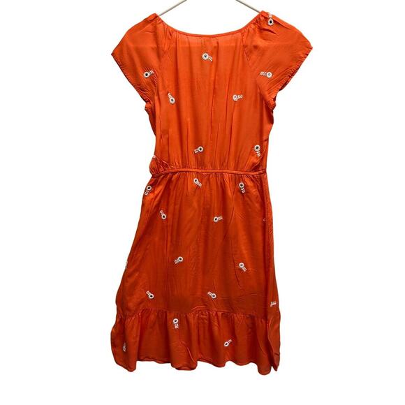 Adorable Summer Dress XS Orange White Embroidered Flowers Bling Fairy Old Navy - Picture 8 of 10
